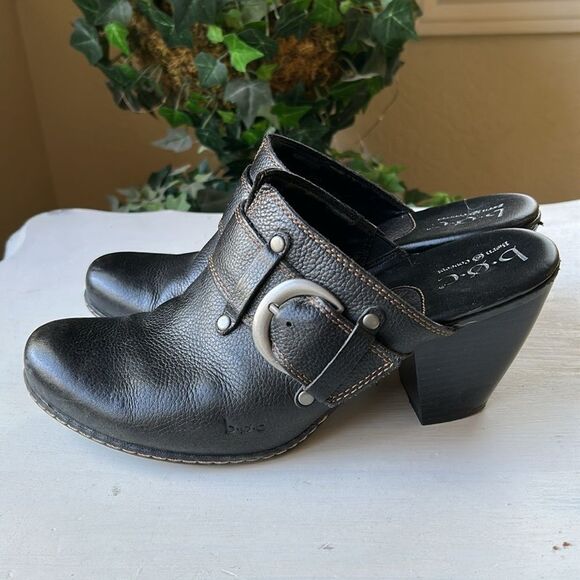 Born B.O.C Pebble Black Genuine Leather Women's Heel Slip On Mules Size 9 - Picture 3 of 12